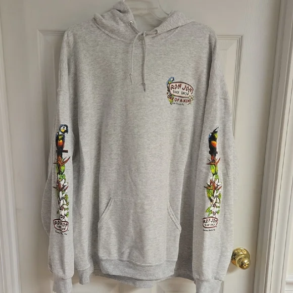 Ron Jon Gray Hoodie with Tropical Bird Graphics - Picture 4 of 5